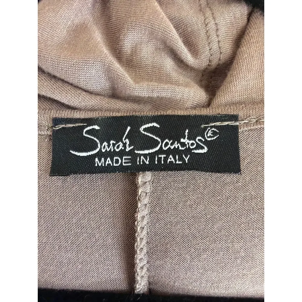 Sarah Santos Brown Long Sleeve Scoop Neck High Low Top Size NA Made in Italy